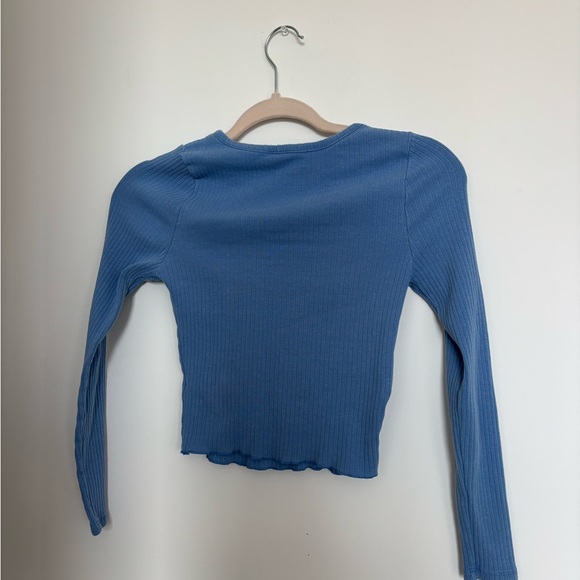 Blue Ribbed Long Sleeve Top - Picture 2 of 2